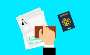 A passport and a visa animation